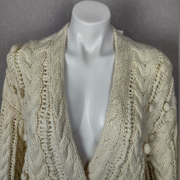 Ulla Johnson Lilo Cardigan Merino Wool Baby Llama Cable Sweater Creme Size Large - Picture 11 of 15